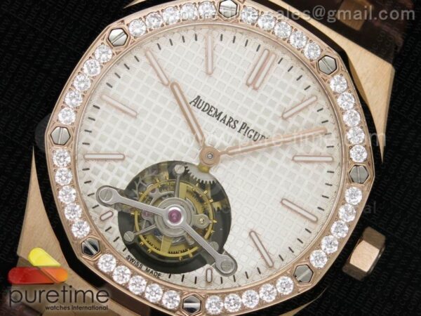 Royal Oak 41mm Tourbillon RG Silver Dial Diamonds