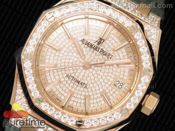 Royal Oak 37mm 15452 RG Full Paved Diamonds