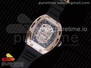 RM052 Polished RG Full Paved Diamonds Skull