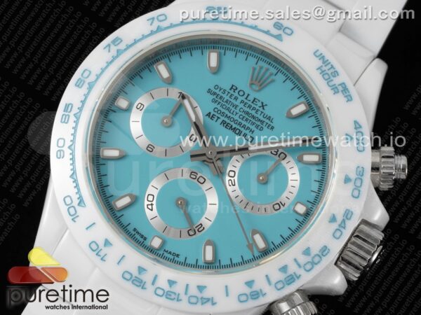 Daytona AET White Ceramic Case and Bracelet Tiffany Blue Dial SA4130