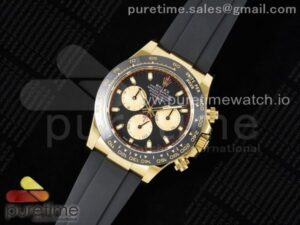 Daytona 116518 BTF 1:1 Best Edition Paul Newman Black/YG Dial on Oysterflex Rubber Strap SA4130 V2