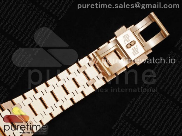Royal Oak 41mm 15500 RG APSF 1:1 Best Edition Black Textured Dial on RG Bracelet A4302 Super Clone - Image 9