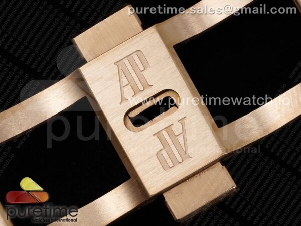 Royal Oak 41mm 15500 RG APSF 1:1 Best Edition Black Textured Dial on RG Bracelet A4302 Super Clone - Image 11