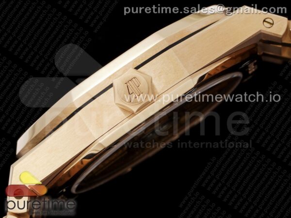 Royal Oak 41mm 15500 RG APSF 1:1 Best Edition Black Textured Dial on RG Bracelet A4302 Super Clone - Image 8