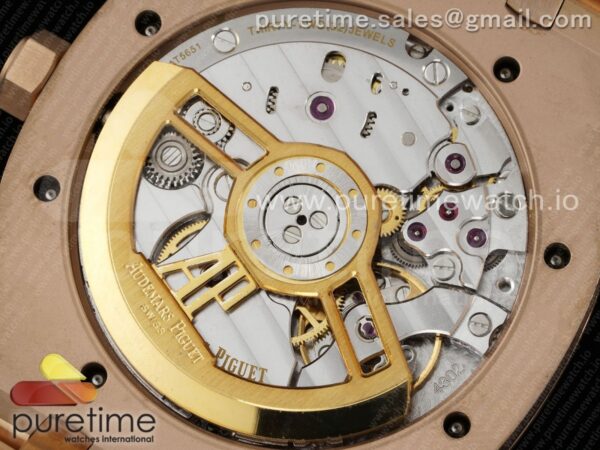 Royal Oak 41mm 15500 RG APSF 1:1 Best Edition Black Textured Dial on RG Bracelet A4302 Super Clone - Image 14