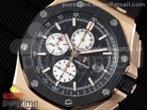 Royal Oak Offshore 44mm RG Ceramic Bezel APF 1:1 Best Edition Black/White Dial on Rubber Strap A3126