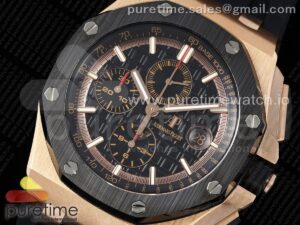 Royal Oak Offshore 44mm RG Ceramic Bezel APF 1:1 Best Edition Black Dial on Rubber Strap A3126