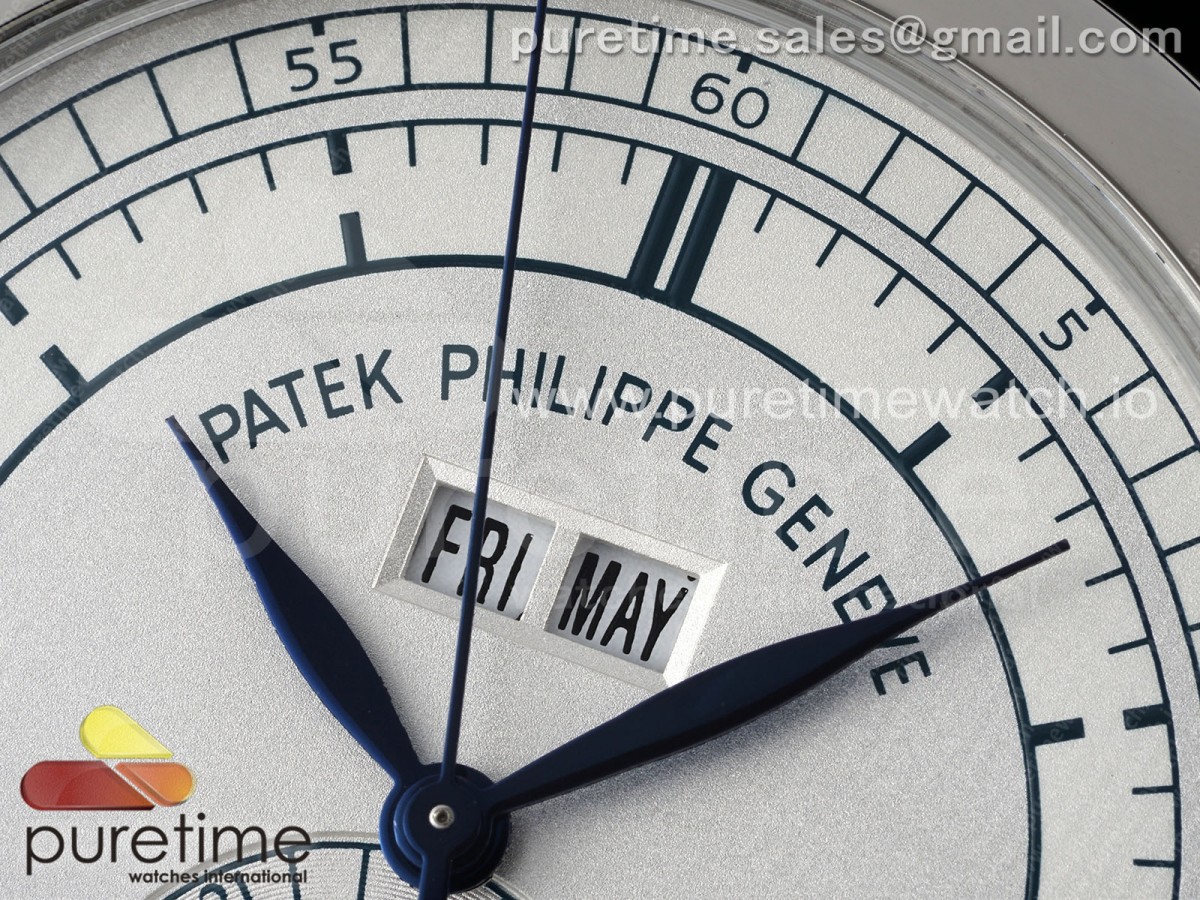 Annual Calendar Moonphase 5396 SS ZF 1:1 Best Edition White/Blue Dial on Blue Leather Strap A324 - Image 4