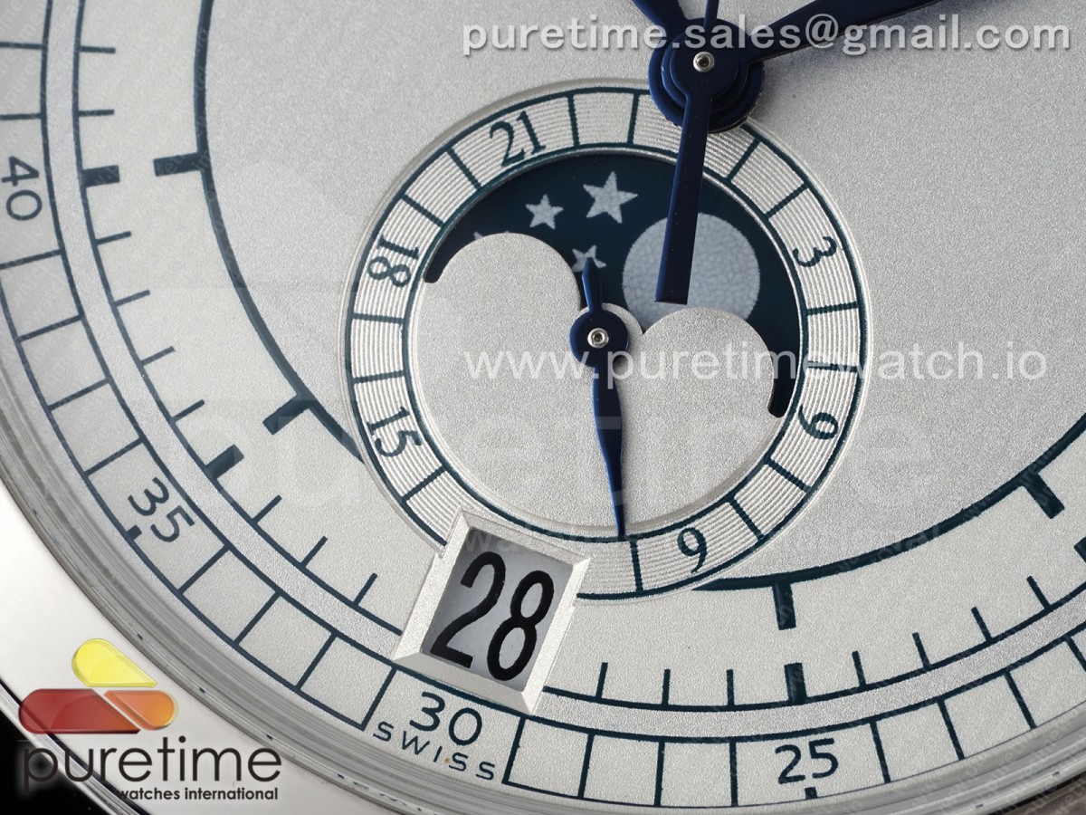 Annual Calendar Moonphase 5396 SS ZF 1:1 Best Edition White/Blue Dial on Blue Leather Strap A324 - Image 6
