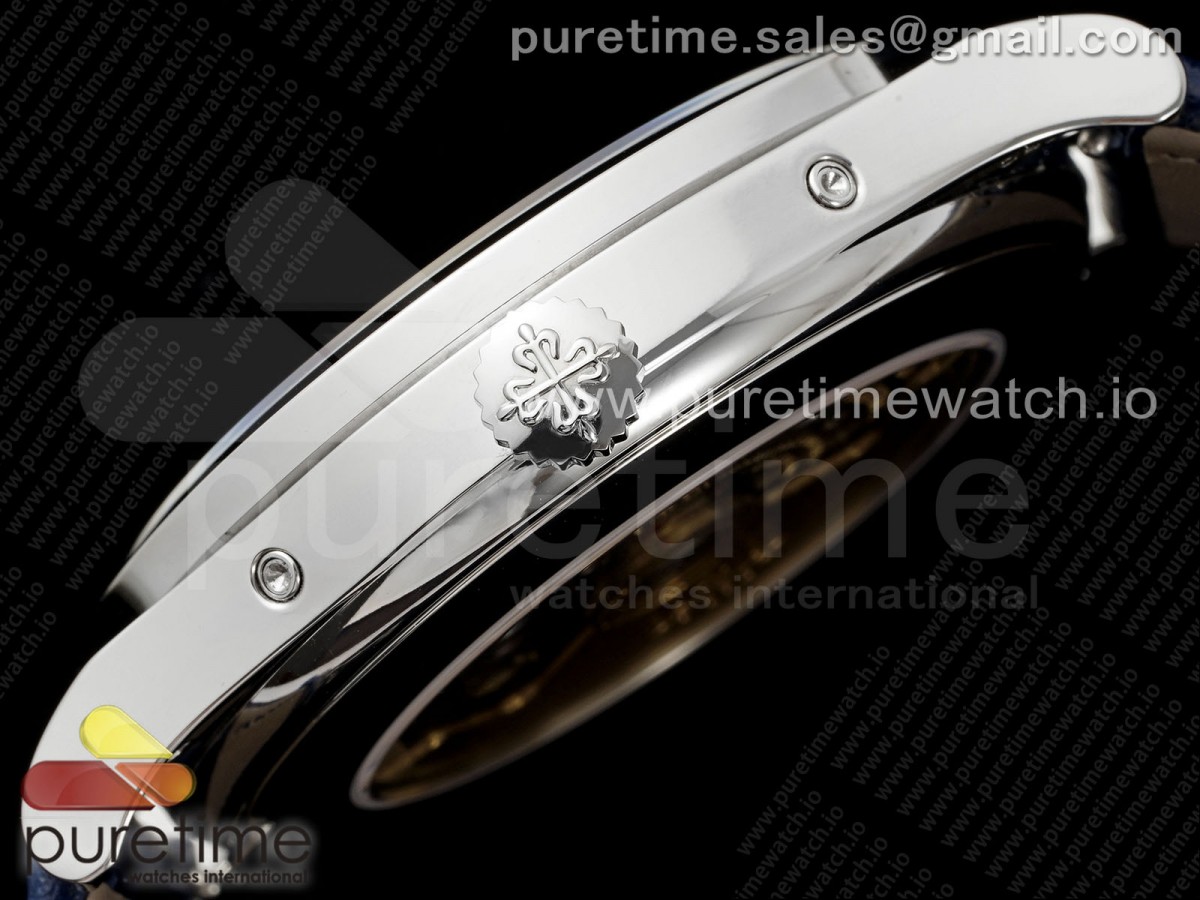 Annual Calendar Moonphase 5396 SS ZF 1:1 Best Edition White/Blue Dial on Blue Leather Strap A324 - Image 8