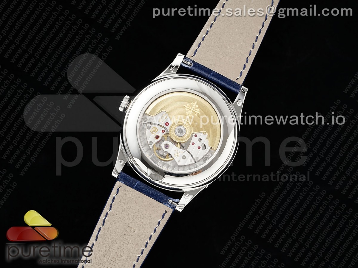 Annual Calendar Moonphase 5396 SS ZF 1:1 Best Edition White/Blue Dial on Blue Leather Strap A324 - Image 9