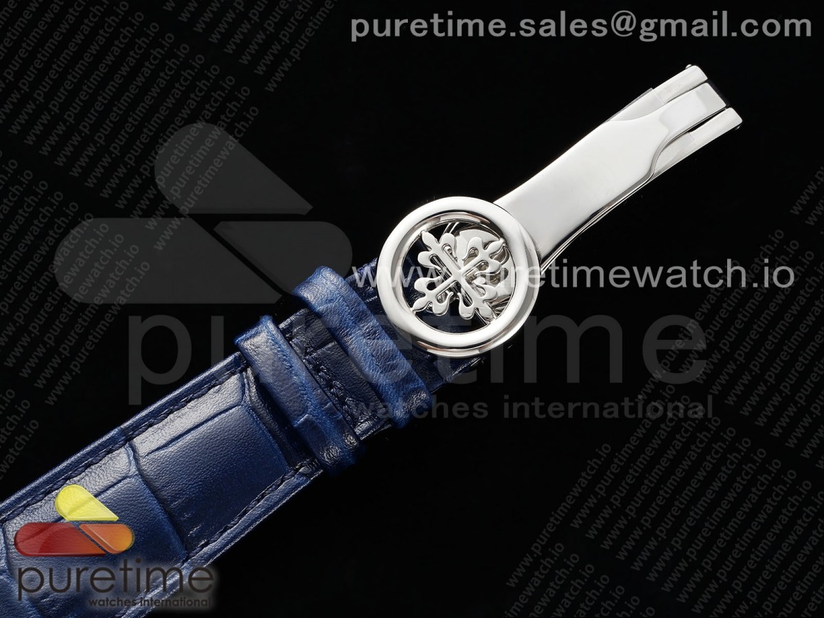 Annual Calendar Moonphase 5396 SS ZF 1:1 Best Edition White/Blue Dial on Blue Leather Strap A324 - Image 12