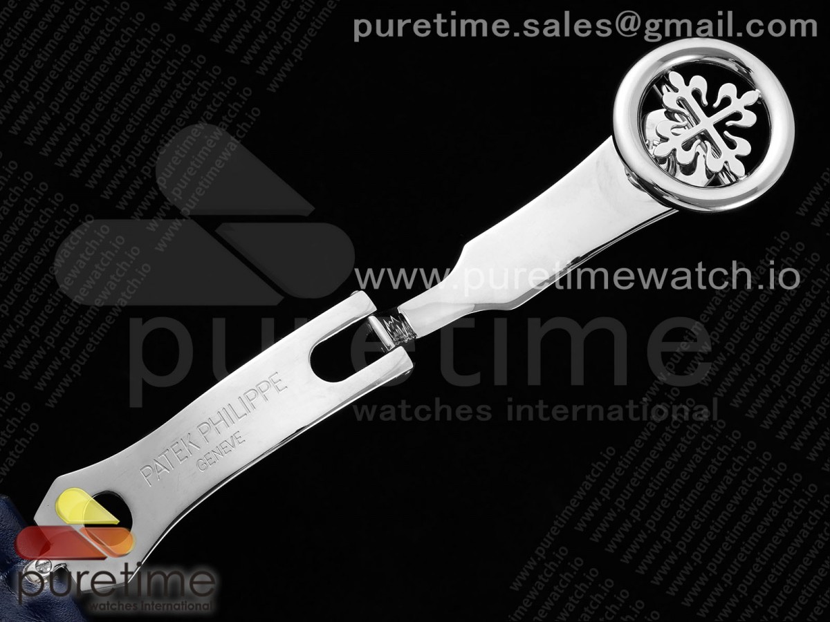 Annual Calendar Moonphase 5396 SS ZF 1:1 Best Edition White/Blue Dial on Blue Leather Strap A324 - Image 11