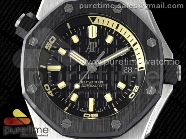 Royal Oak Offshore Diver 15720 SS APSF 1:1 Best Edition Black Dial Ceramic Bezel on Black Rubber Strap A4308 Super Clone - Image 2