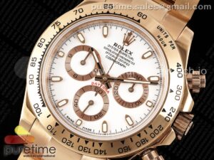Daytona 116505 RG OMF Best Edition White Dial on RG Bracelet A7750 (Slim Movement)