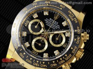 Daytona 116518 APSF 1:1 Best Edition Black Diamonds Dial on Oysterflex Rubber Strap SH4130