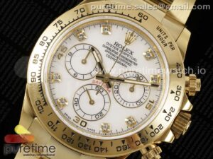 Daytona 116508 QF 1:1 Best Edition White Diamonds Dial on YG Bracelet SH4130 V3 (Gain Weight)