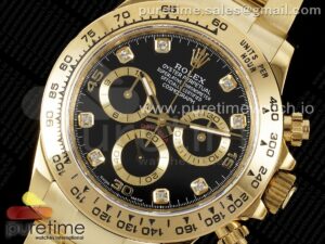 Daytona 116508 QF 1:1 Best Edition Black Diamonds Dial on YG Bracelet SH4130 V3 (Gain Weight)