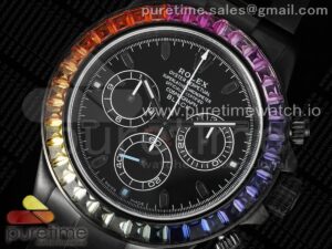 Daytona PVD Noob Best Edition Black Dial Rainbow Bezel on PVD Bracelet SA4130