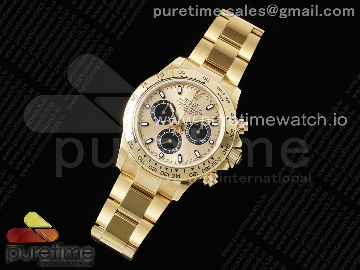 Daytona 116508 YG OMF YG/Esfera negra Mano roja en YG Pulsera A7750 (Movimiento de Slim)