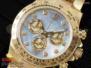 Daytona 116508 YG OMF Best Edition Blue MOP Dial on YG Bracelet A7750 (Slim Movement)