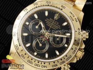 Daytona 116508 YG OMF Best Edition Black Lume Dial on YG Bracelet A7750 (Slim Movement)