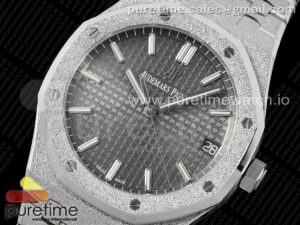 Royal Oak 41mm 15500 Frosted SS APSF 1:1 Best Edition Gray Textured Dial on SS Bracelet SA4302 Super Clone