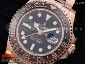 GMT-Master II Rootbeer 126715 CHNR Black/Brown Ceramic Clean Factory Best Edition Wrapped RG Gold Case and Bracelet A2836