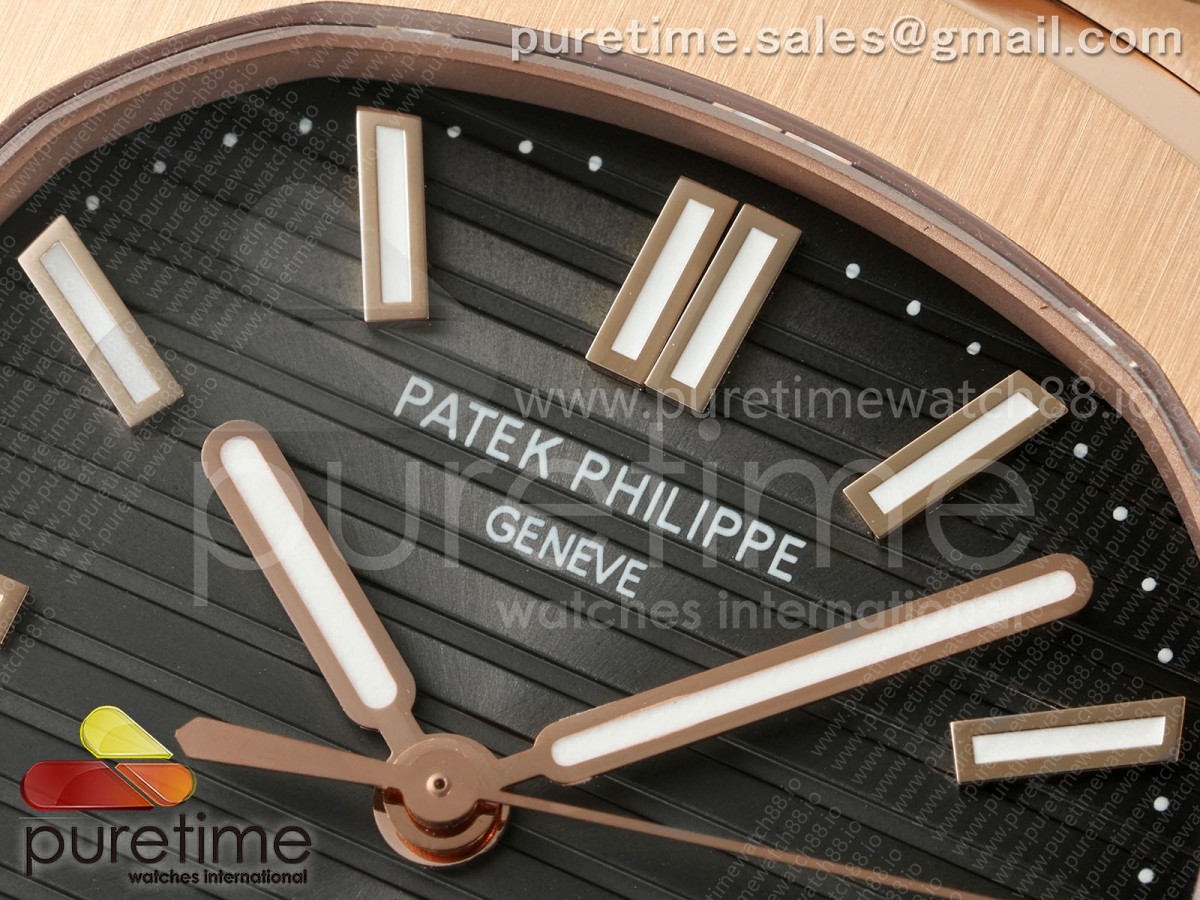 Nautilus 5711 RG DDF 1:1 Best Edition Gray Dial on Black Leather Strap DD324 Super Clone (Weighted) - Image 4