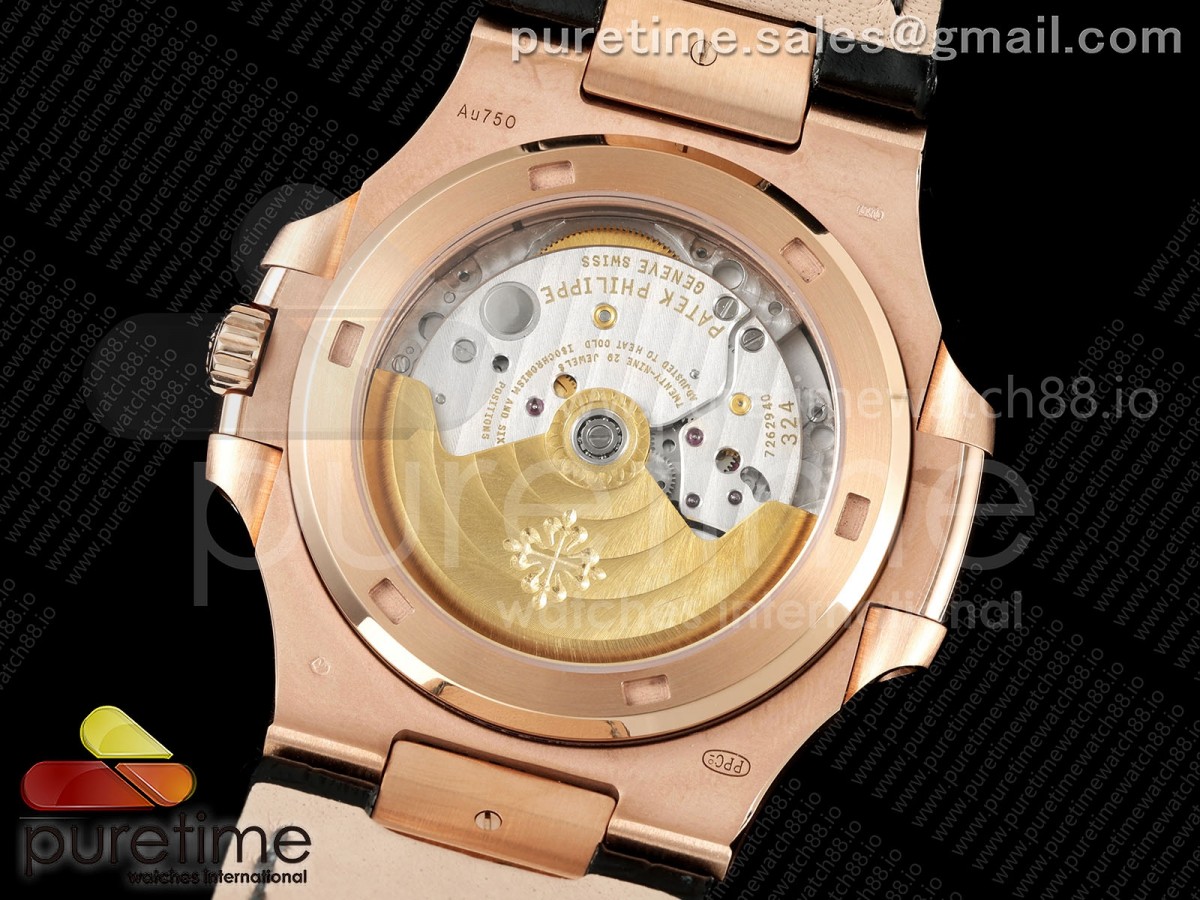 Nautilus 5711 RG DDF 1:1 Best Edition Gray Dial on Black Leather Strap DD324 Super Clone (Weighted) - Image 7