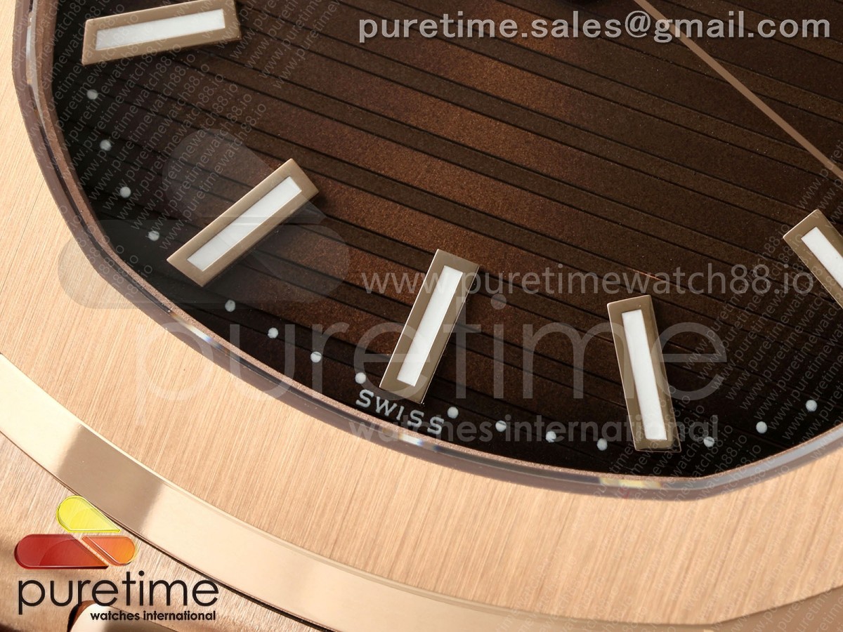 Nautilus 5711 RG DDF 1:1 Best Edition Gray Dial on Brown Leather Strap DD330 Super Clone (Weighted) - Image 5