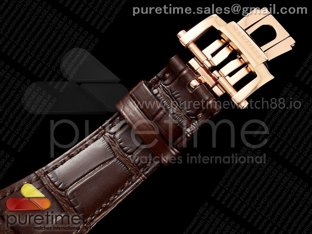 Nautilus 5711 RG DDF 1:1 Best Edition White Dial on Brown Leather Strap DD330 Super Clone (Weighted) - Image 13