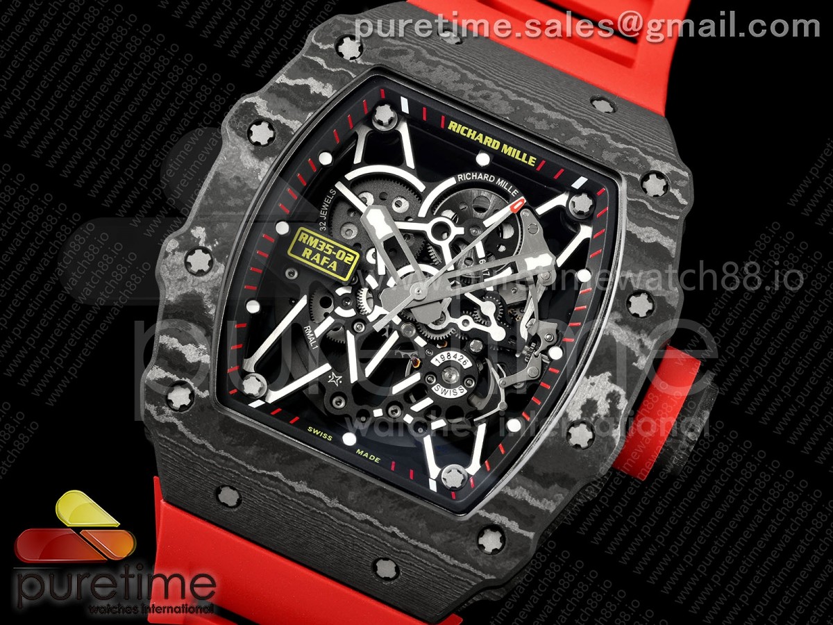 RM035-02 VAF 1:1 Best Edition on Red Rubber Strap RMAL1 Super Clone Free Sprung with MOD Case