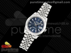 DateJust 41 126334 SEEK 1:1 Best Edition 904L Steel Blue Textured Stick Dial on Jubilee Bracelet VR3235