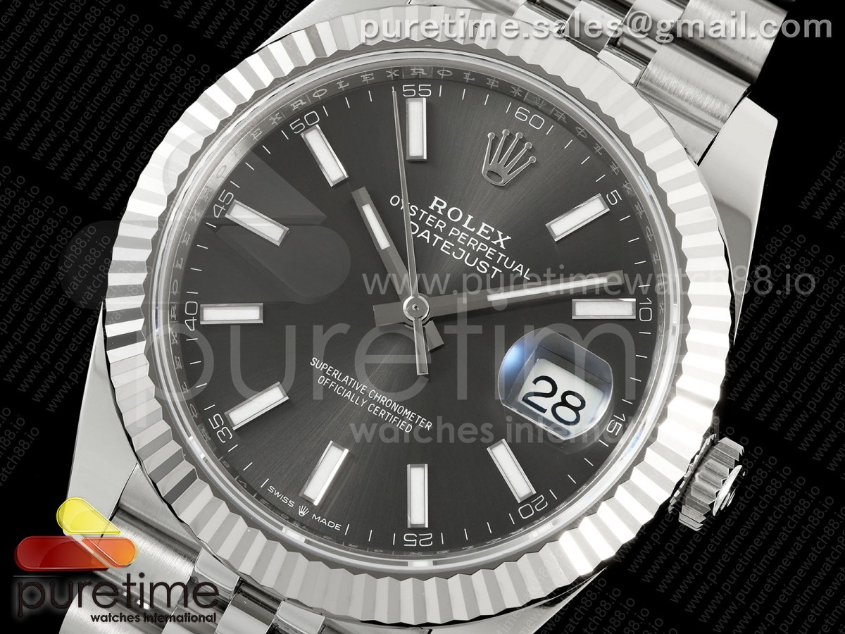 DateJust 41 126334 SEEK 1:1 Best Edition 904L Steel Gray Stick Dial on Jubilee Bracelet VR3235 - Image 2