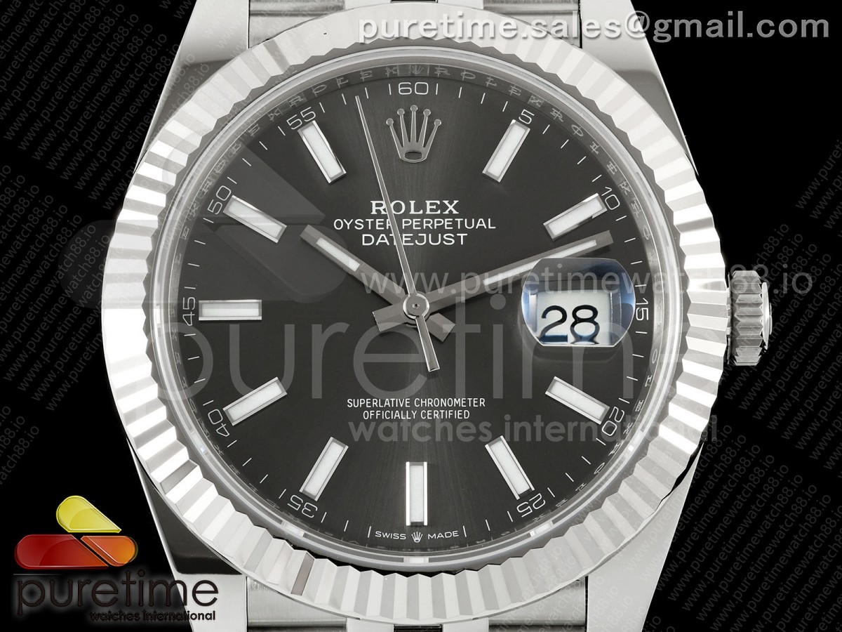 DateJust 41 126334 SEEK 1:1 Best Edition 904L Steel Gray Stick Dial on Jubilee Bracelet VR3235 - Image 6