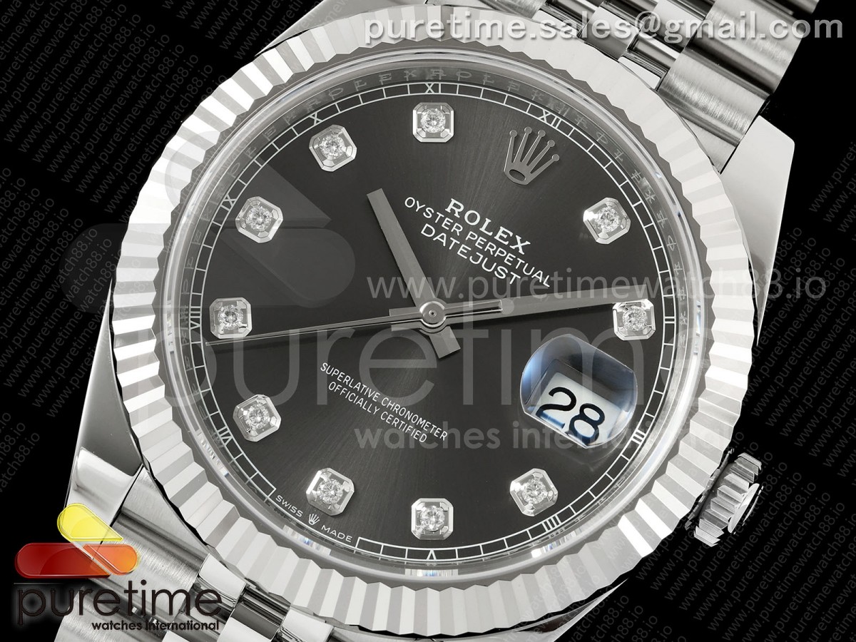 DateJust 41 126334 SEEK 1:1 Best Edition 904L Steel Gray Diamonds Dial on Jubilee Bracelet VR3235 - Image 2