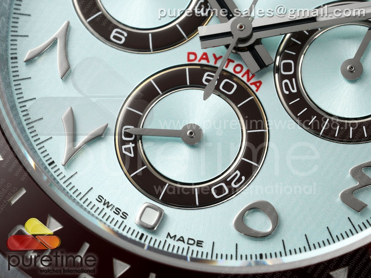 Daytona 116506 3CF 1:1 Best Edition Ice Blue Arabic Dial on SS Bracelet SH4130 V2 (Mod Version) - Image 3