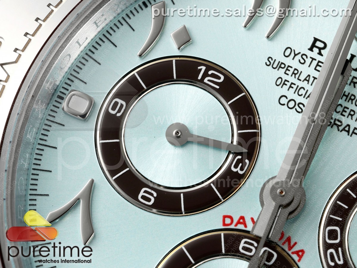 Daytona 116506 3CF 1:1 Best Edition Ice Blue Arabic Dial on SS Bracelet SH4130 V2 (Mod Version) - Image 6