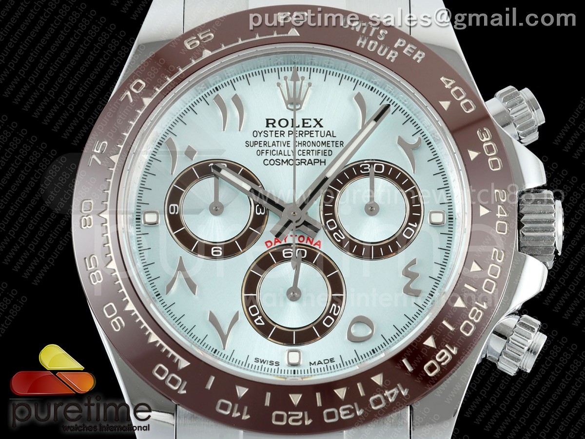 Daytona 116506 3CF 1:1 Best Edition Ice Blue Arabic Dial on SS Bracelet SH4130 V2 (Mod Version) - Image 2