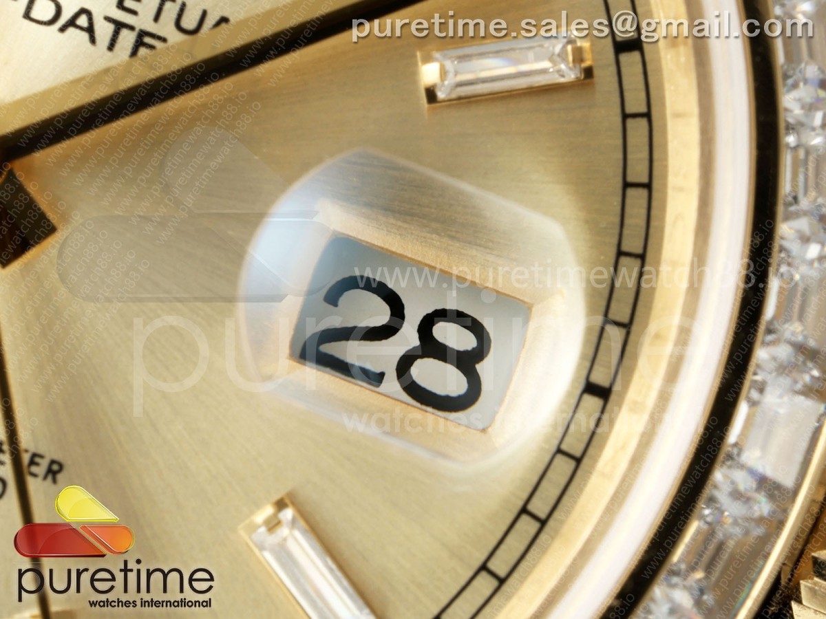 Day Date 40 YG CBDF 1:1 Best Edition YG Crystal Dial Diamonds Bezel on President Bracelet VR3255 (210g) - Image 3