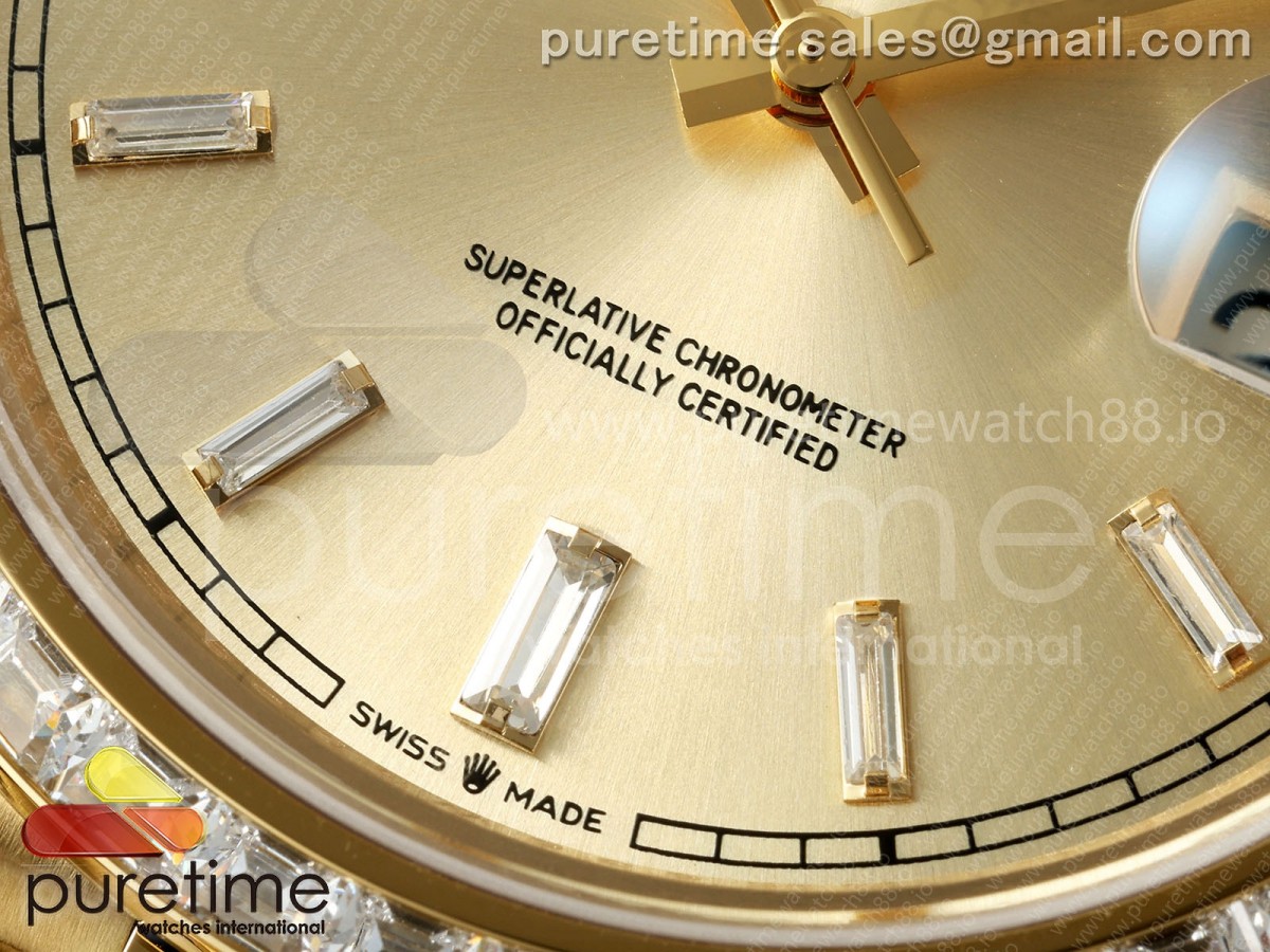 Day Date 40 YG CBDF 1:1 Best Edition YG Crystal Dial Diamonds Bezel on President Bracelet VR3255 (210g) - Image 4