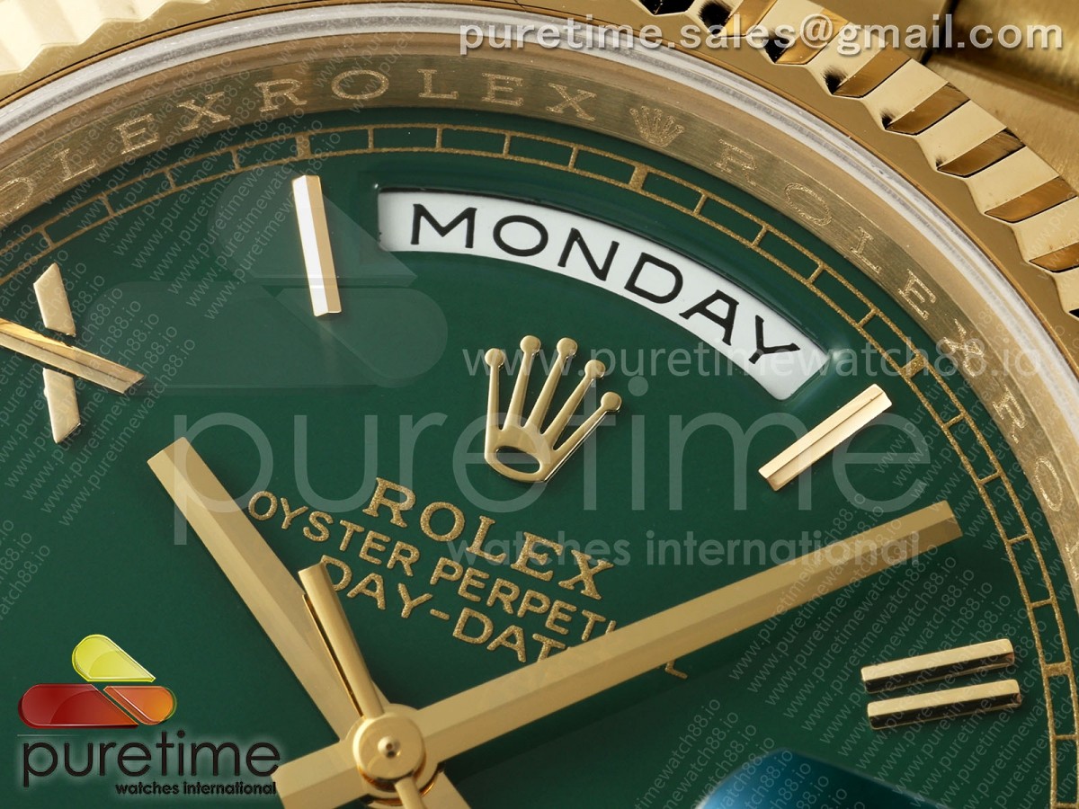 Day Date 40 YG CBDF 1:1 Best Edition Green Roman Dial on President Bracelet VR3255 (210g) - Image 2