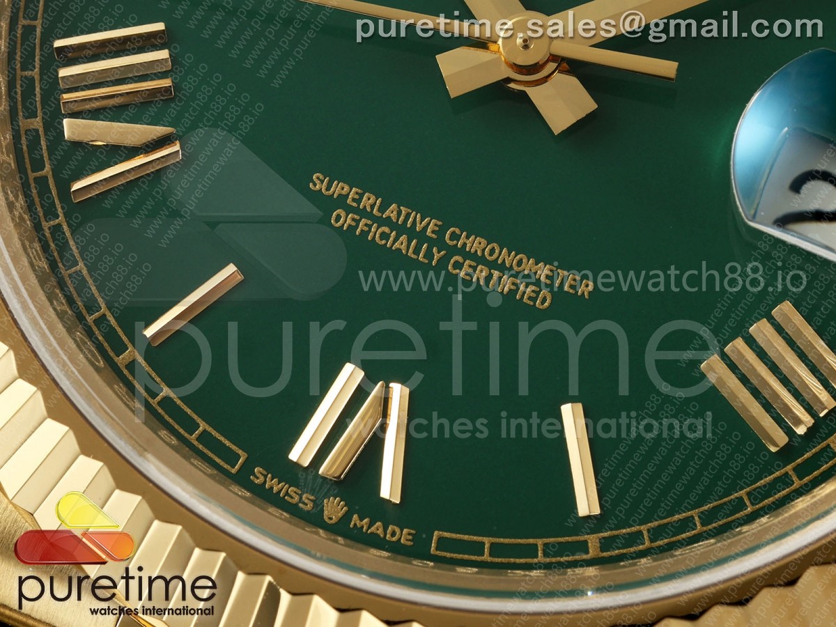 Day Date 40 YG CBDF 1:1 Best Edition Green Roman Dial on President Bracelet VR3255 (210g) - Image 4