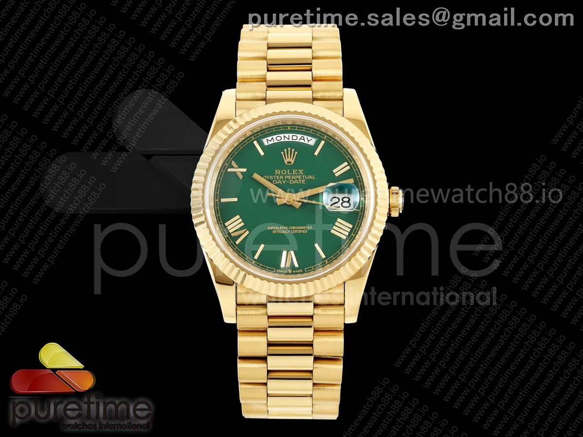 Day Date 40 YG CBDF 1:1 Best Edition Green Roman Dial on President Bracelet VR3255 (210g) - Image 5