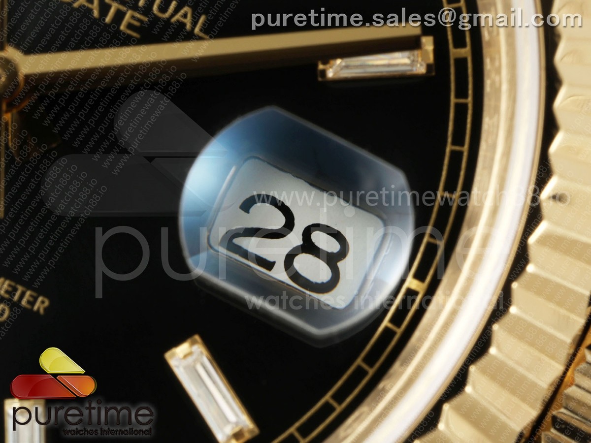 Day Date 40 YG CBDF 1:1 Best Edition Black Crystal Dial on President Bracelet VR3255 (210g) - Image 4