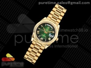Day Date 40 YG CBDF 1:1 Best Edition Green Ombre Roman Dial on President Bracelet VR3255 (210g)