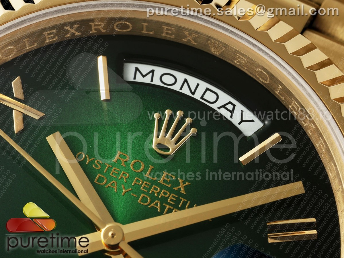 Day Date 40 YG CBDF 1:1 Best Edition Green Ombre Roman Dial on President Bracelet VR3255 (210g) - Image 3