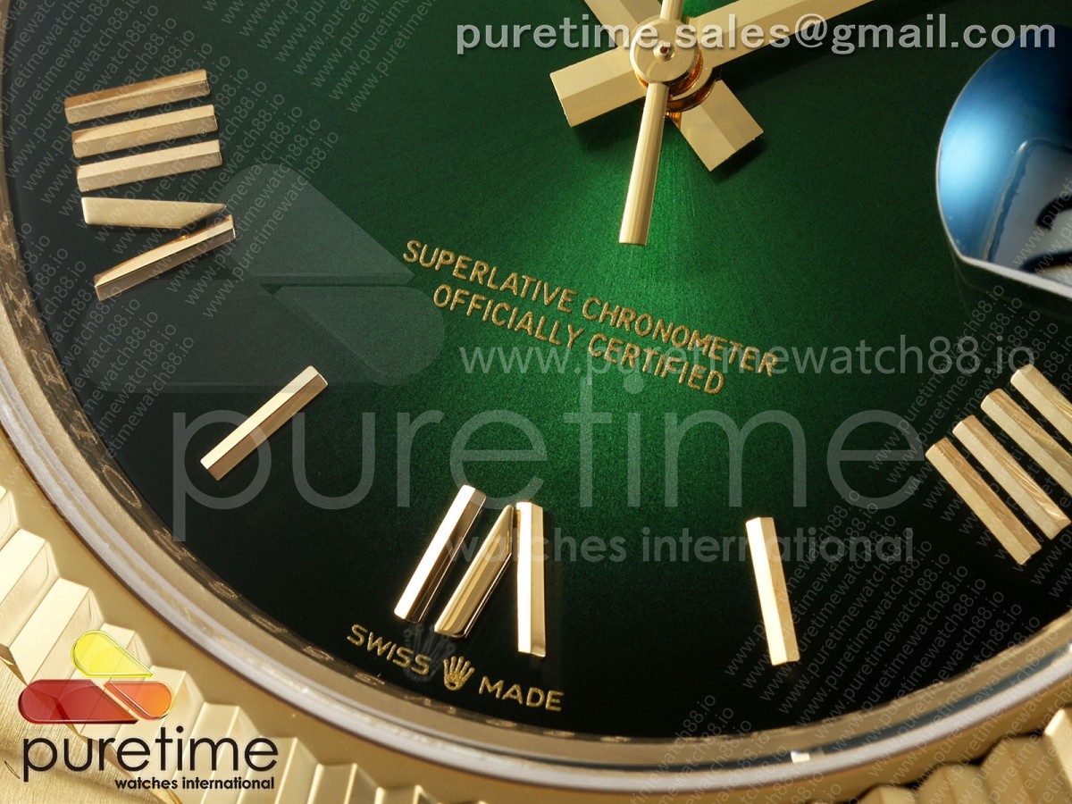 Day Date 40 YG CBDF 1:1 Best Edition Green Ombre Roman Dial on President Bracelet VR3255 (210g) - Image 5