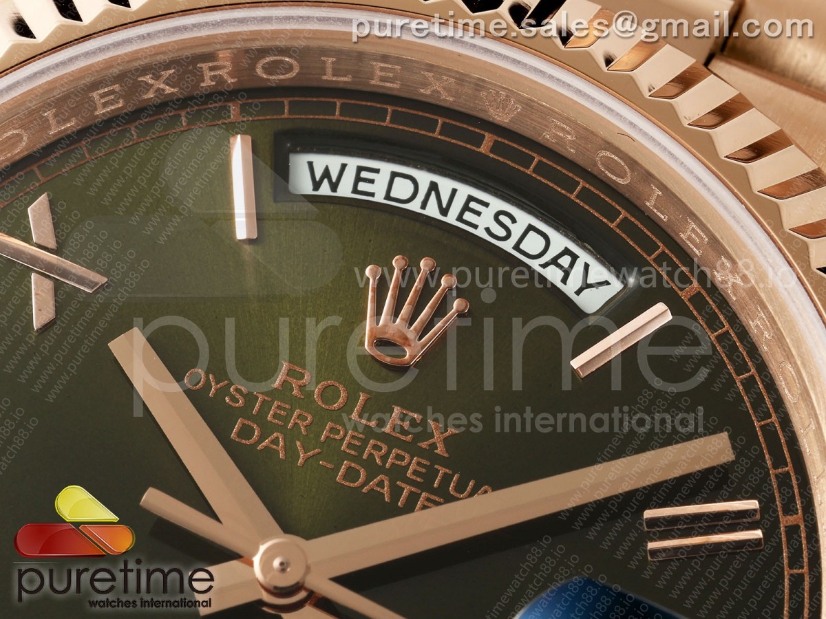 Day Date 40 RG CBDF 1:1 Best Edition Green Roman Dial on President Bracelet VR3255 (210g) - Image 3